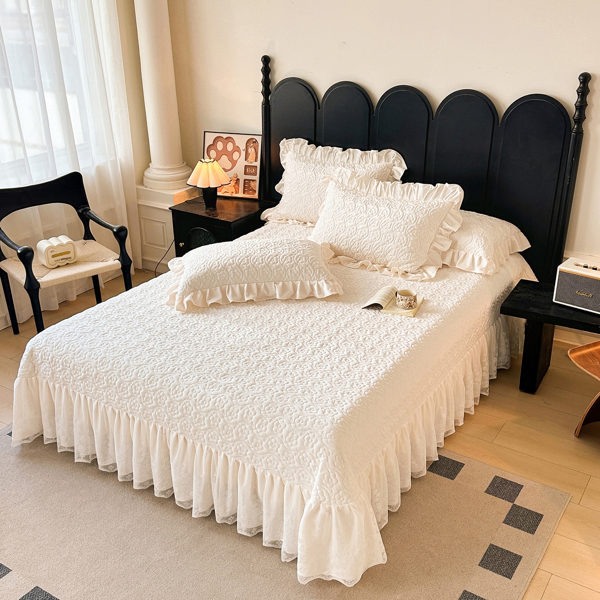 91家纺网 家纺一手货源 找家纺 情恒家纺 2025新款宝宝绒床盖三四件套玫瑰盛典 玫瑰盛典 云朵白