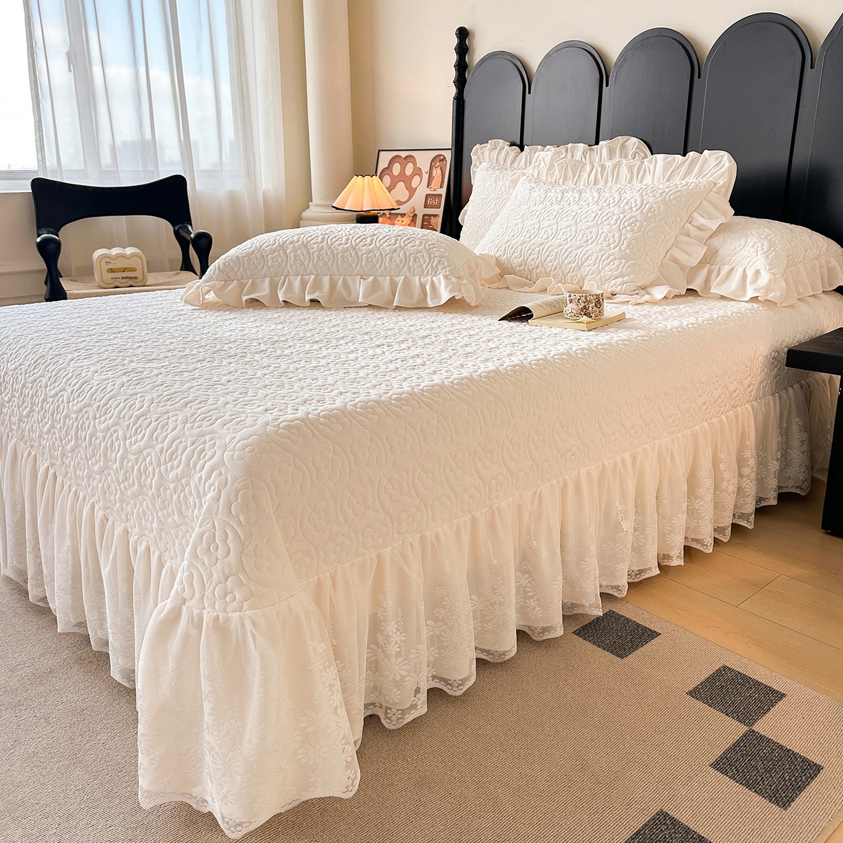 91家纺网 家纺一手货源 找家纺 情恒家纺 2025新款宝宝绒床盖三四件套玫瑰盛典 玫瑰盛典 云朵白