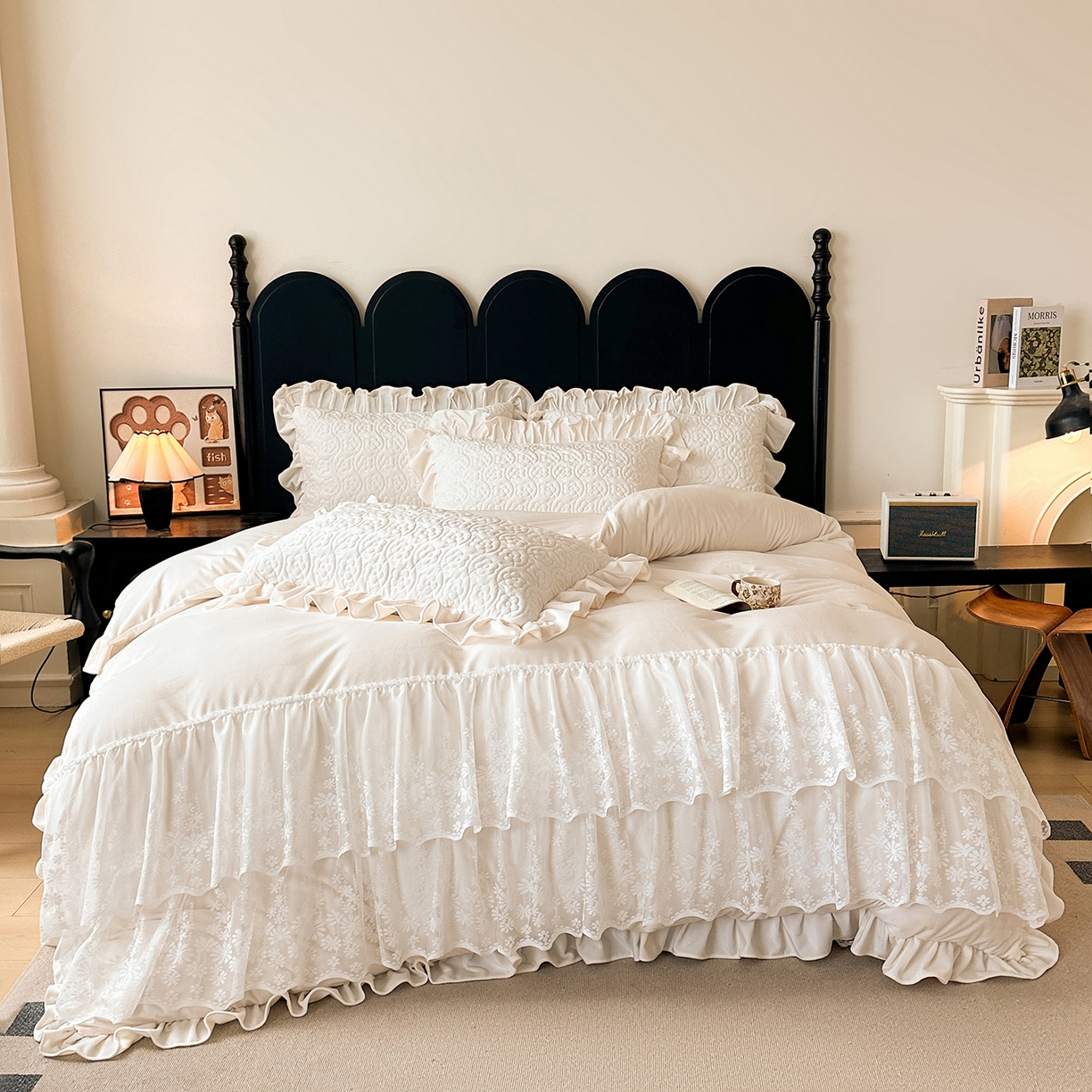 91家纺网 家纺一手货源 找家纺 情恒家纺 2025新款宝宝绒床盖三四件套玫瑰盛典 玫瑰盛典 云朵白