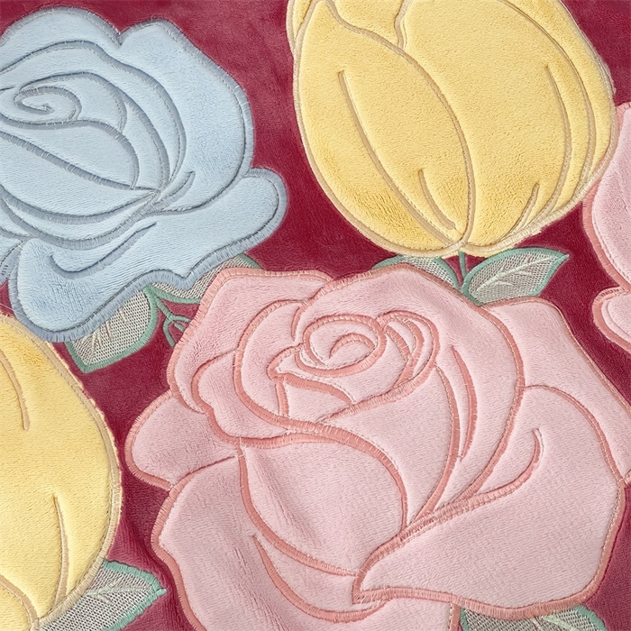 91家纺网 家纺一手货源 找家纺 绒小宣 2025新款A类牛奶绒贴布绣四件套-玫瑰爱恋 玫瑰爱恋-豆沙色