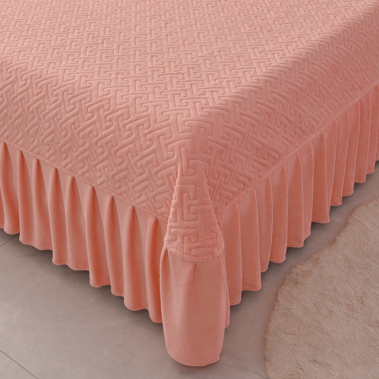 91家纺网 家纺一手货源 找家纺 绒小宣 2025新款加厚牛奶绒四件套宽边一字绣牛奶绒刺绣花夹棉床盖款四件套-玫瑰花语 玫瑰花语-粉色