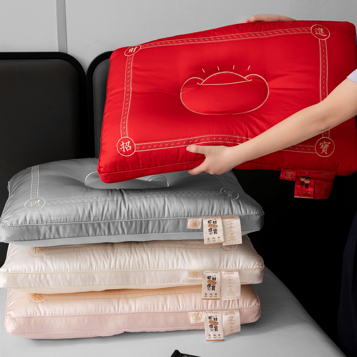 91家纺网 家纺一手货源 找家纺 （总）亦帆枕芯 2025新款棉麻决明子两用护颈养护枕头枕芯