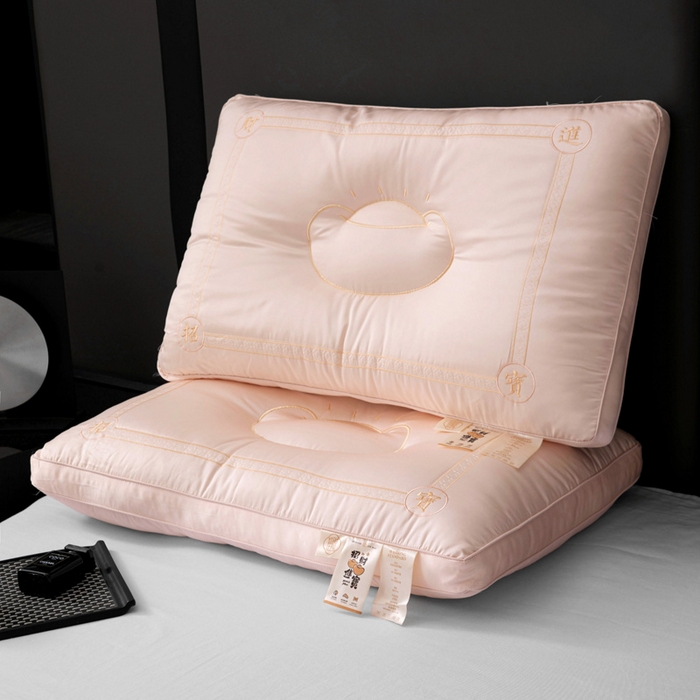 亦帆枕芯 2025新款招财进宝羽丝绒枕头枕芯仿蚕丝不塌陷护颈定型枕枕头枕芯 招财进宝粉色