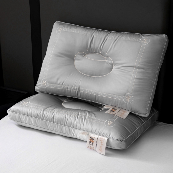亦帆枕芯 2025新款招财进宝羽丝绒枕头枕芯仿蚕丝不塌陷护颈定型枕枕头枕芯 招财进宝灰色