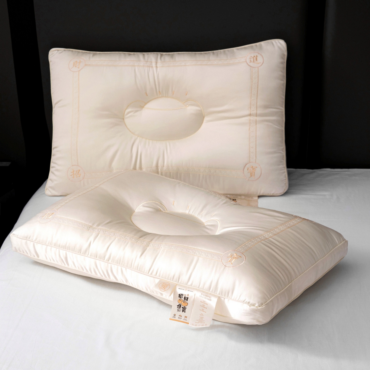 91家纺网 家纺一手货源 找家纺 亦帆枕芯 2025新款招财进宝羽丝绒枕头枕芯仿蚕丝不塌陷护颈定型枕枕头枕芯 招财进宝玉色