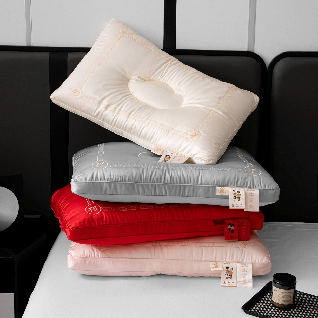 91家纺网 家纺一手货源 找家纺 亦帆枕芯 2025新款招财进宝羽丝绒枕头枕芯仿蚕丝不塌陷护颈定型枕枕头枕芯 组合图仅供展示不可下单