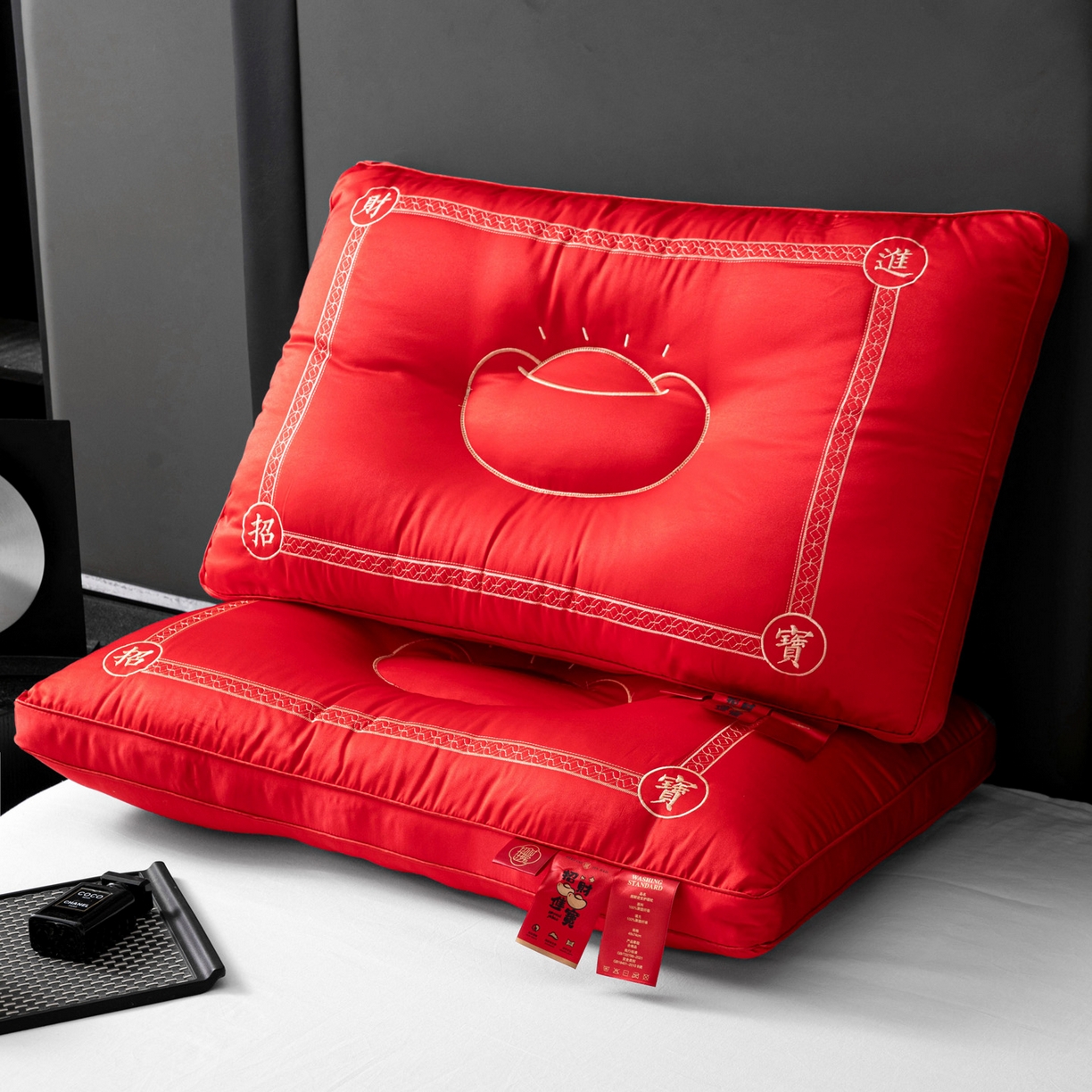 91家纺网 家纺一手货源 找家纺 亦帆枕芯 2025新款招财进宝羽丝绒枕头枕芯仿蚕丝不塌陷护颈定型枕枕头枕芯 组合图仅供展示不可下单