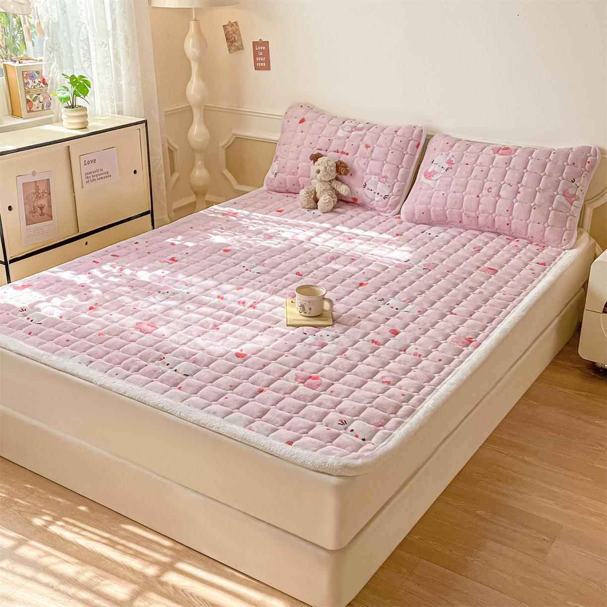 91家纺网 家纺一手货源 找家纺 （总）美澳家纺 2025新款印花牛奶绒加厚夹棉床褥床垫