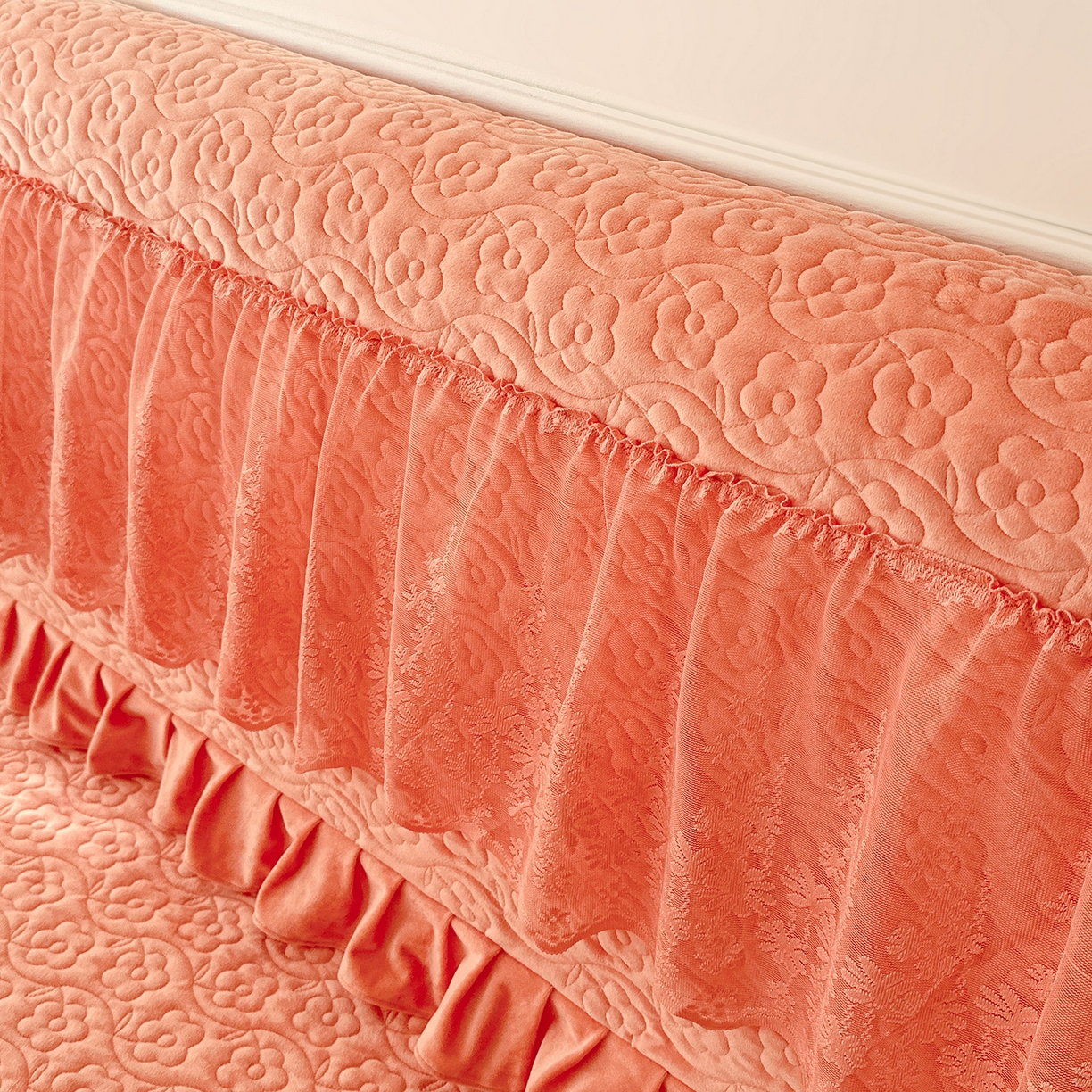 91家纺网 家纺一手货源 找家纺 情恒家纺 2025新款宝宝绒夹棉床裙三四五件套-玫瑰盛典 玫瑰盛典 明媚橙