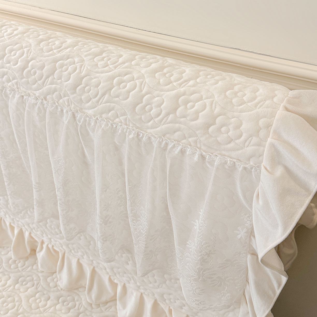 91家纺网 家纺一手货源 找家纺 情恒家纺 2025新款宝宝绒夹棉床裙三四五件套-玫瑰盛典 玫瑰盛典 云朵白