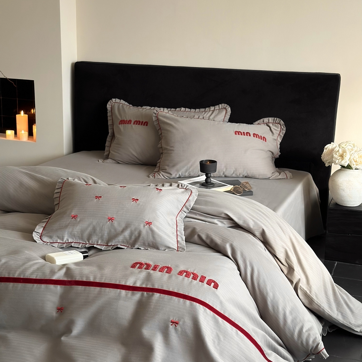 91家纺网 家纺一手货源 找家纺 （总）优然居家纺 2025新款40支全棉纯棉提花磨毛格雷系四件套-缪缪灰