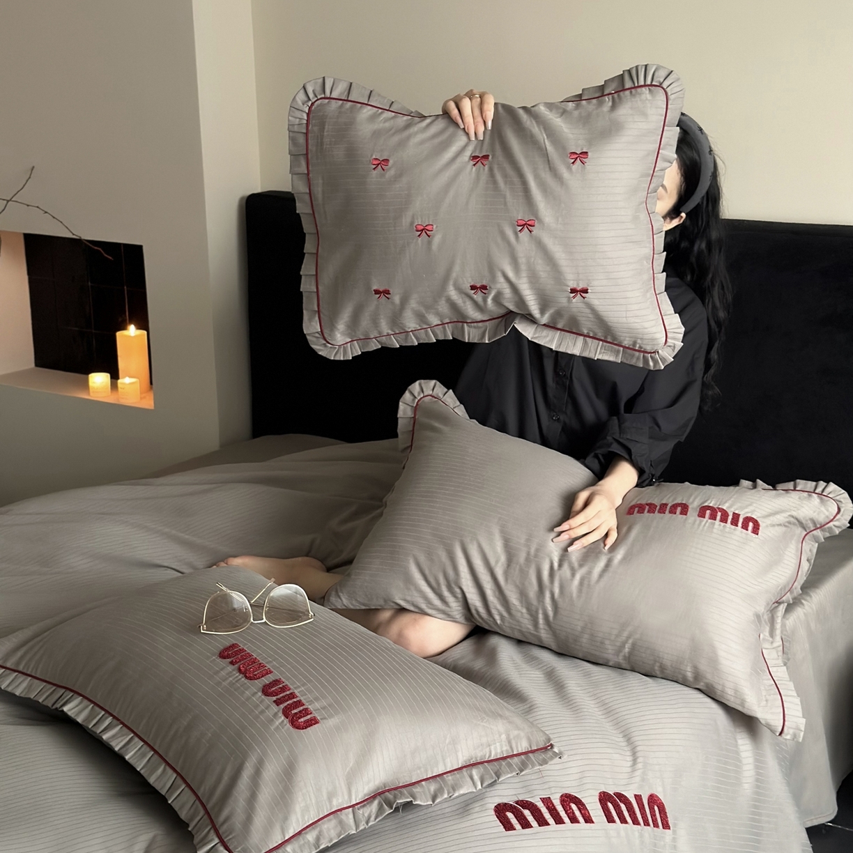 91家纺网 家纺一手货源 找家纺 （总）优然居家纺 2025新款40支全棉纯棉提花磨毛格雷系四件套-缪缪灰