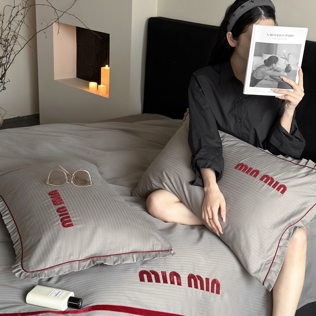 91家纺网 家纺一手货源 找家纺 （总）优然居家纺 2025新款40支全棉纯棉提花磨毛格雷系四件套-缪缪灰