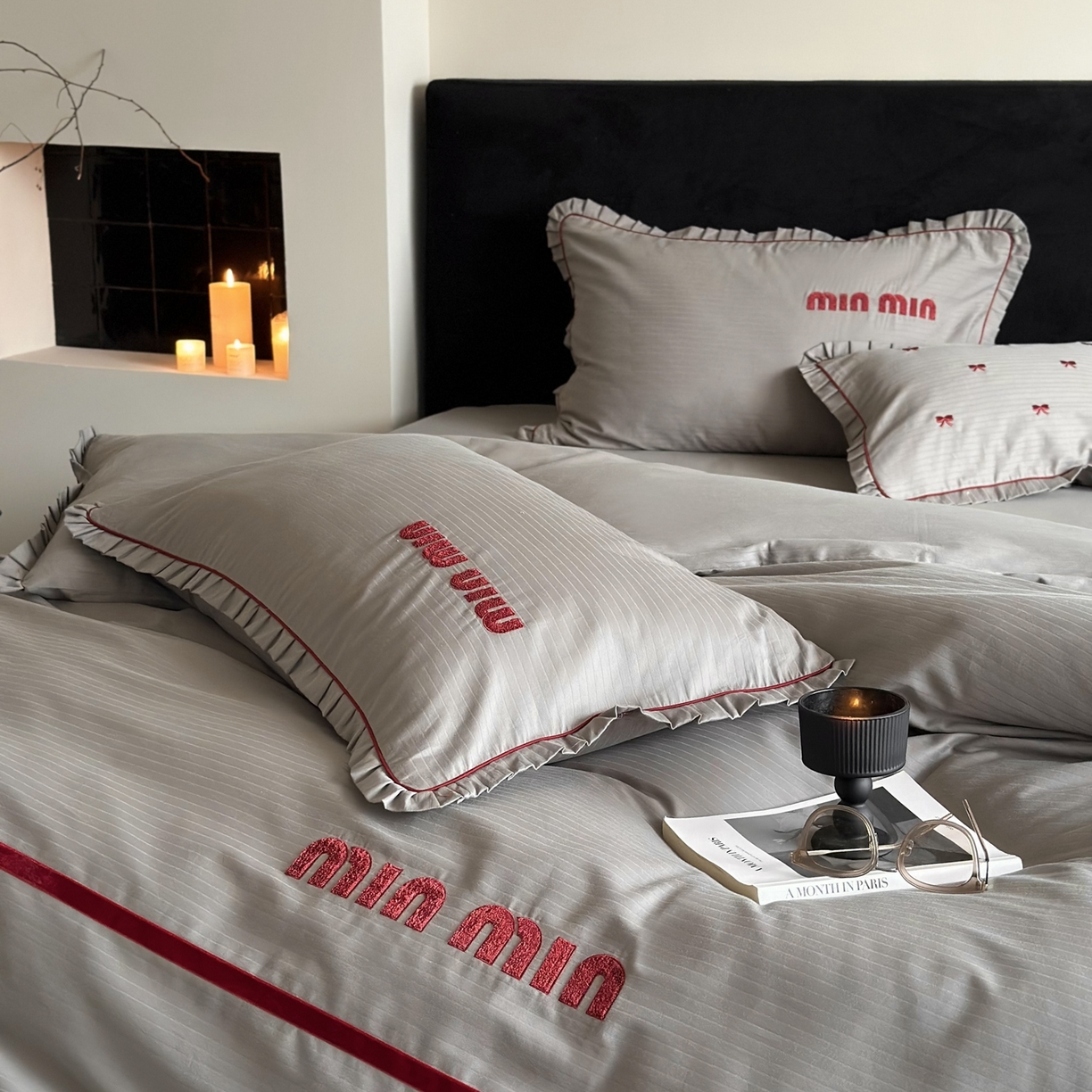 91家纺网 家纺一手货源 找家纺 （总）优然居家纺 2025新款40支全棉纯棉提花磨毛格雷系四件套-缪缪灰