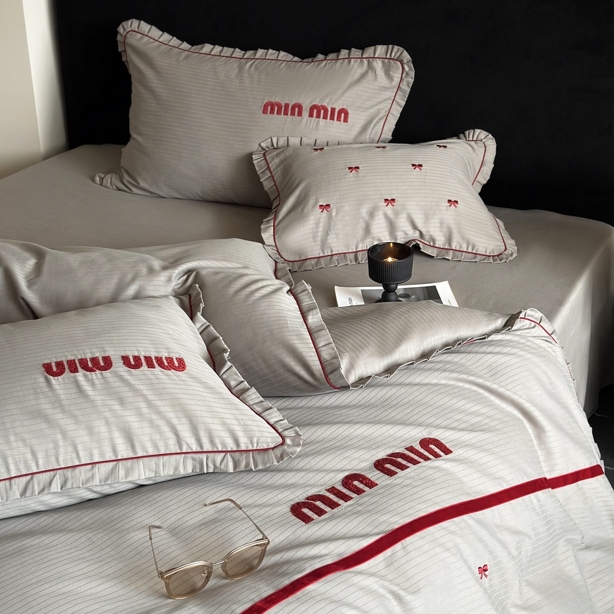 91家纺网 家纺一手货源 找家纺 （总）优然居家纺 2025新款40支全棉纯棉提花磨毛格雷系四件套-缪缪灰