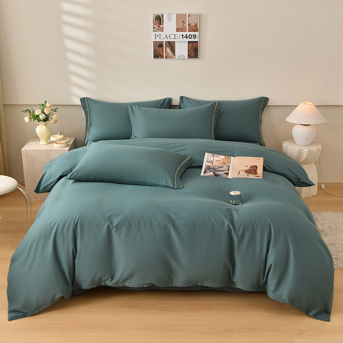 91家纺网 家纺一手货源 找家纺 （总）宇彬家纺 2026直播爆款A类13374全棉纯棉母婴级一字绣纯色单被套 被套单件