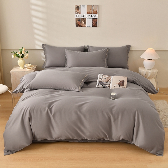 91家纺网 家纺一手货源 找家纺 宇彬家纺 2026直播爆款A类13374全棉纯棉母婴级一字绣纯色单被套 被套单件 简绣-绅士灰