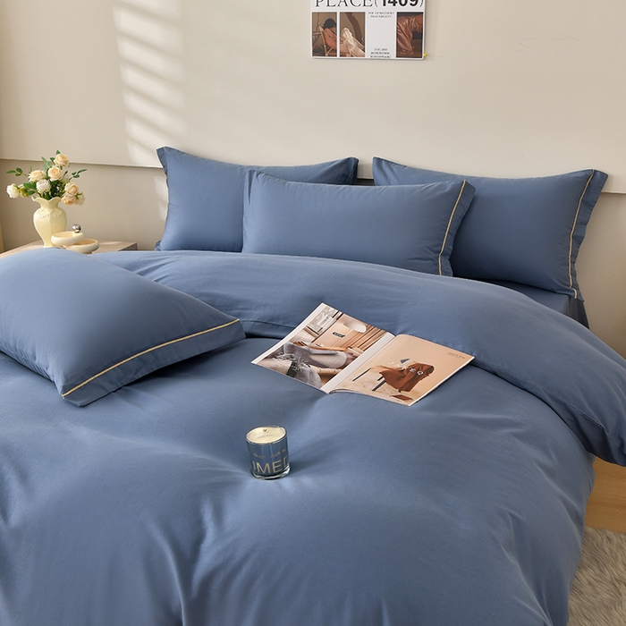 91家纺网 家纺一手货源 找家纺 宇彬家纺 2026直播爆款A类13374全棉纯棉母婴级一字绣纯色单被套 被套单件 简绣-宾利蓝