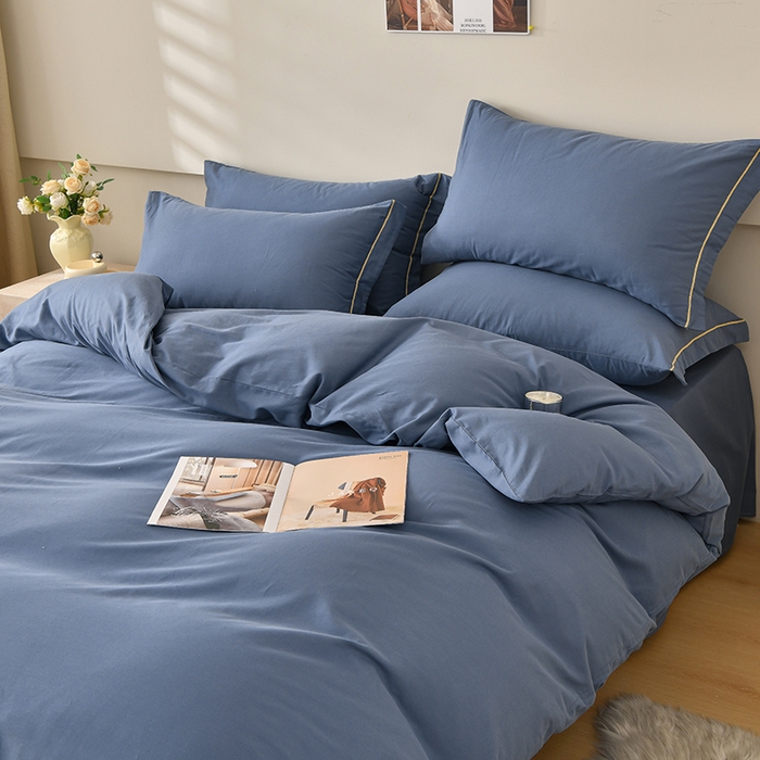 91家纺网 家纺一手货源 找家纺 宇彬家纺 2026直播爆款A类13374全棉纯棉母婴级一字绣纯色单被套 被套单件 简绣-宾利蓝