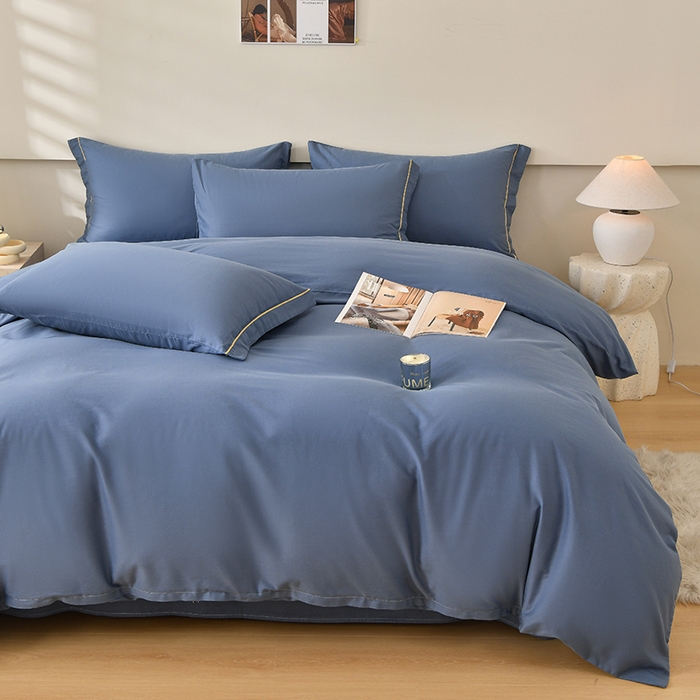 91家纺网 家纺一手货源 找家纺 宇彬家纺 2026直播爆款A类13374全棉纯棉母婴级一字绣纯色单被套 被套单件 简绣-宾利蓝