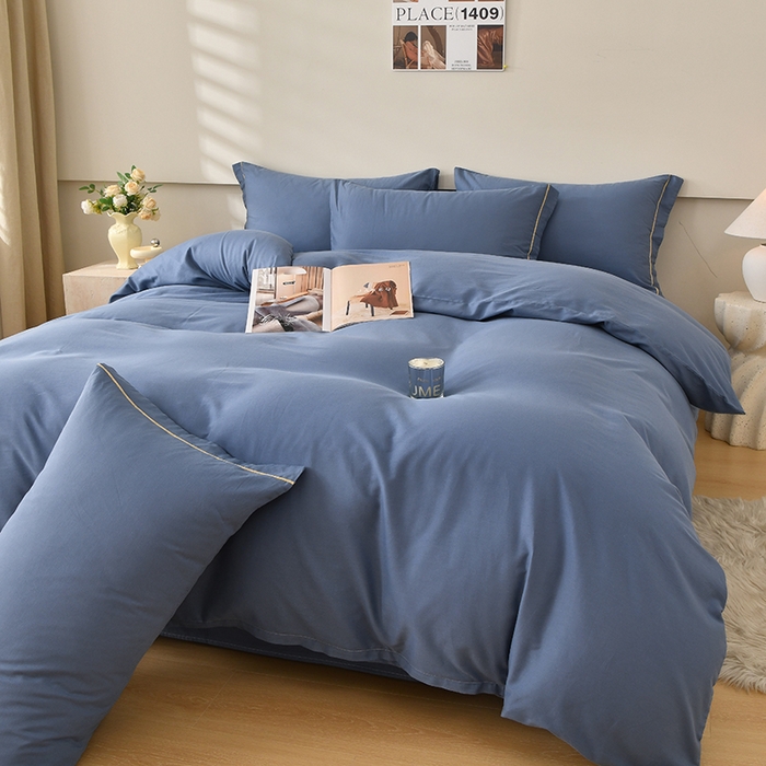 91家纺网 家纺一手货源 找家纺 宇彬家纺 2026直播爆款A类13374全棉纯棉母婴级一字绣纯色单被套 被套单件 简绣-宾利蓝