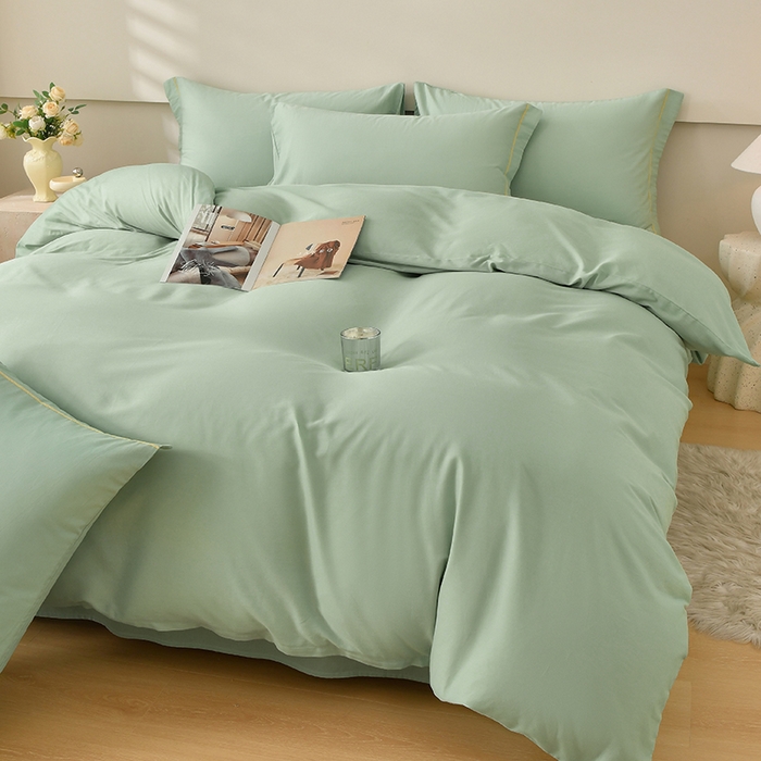 91家纺网 家纺一手货源 找家纺 宇彬家纺 2026直播爆款A类13374全棉纯棉母婴级一字绣纯色单被套 被套单件 简绣-炫彩绿