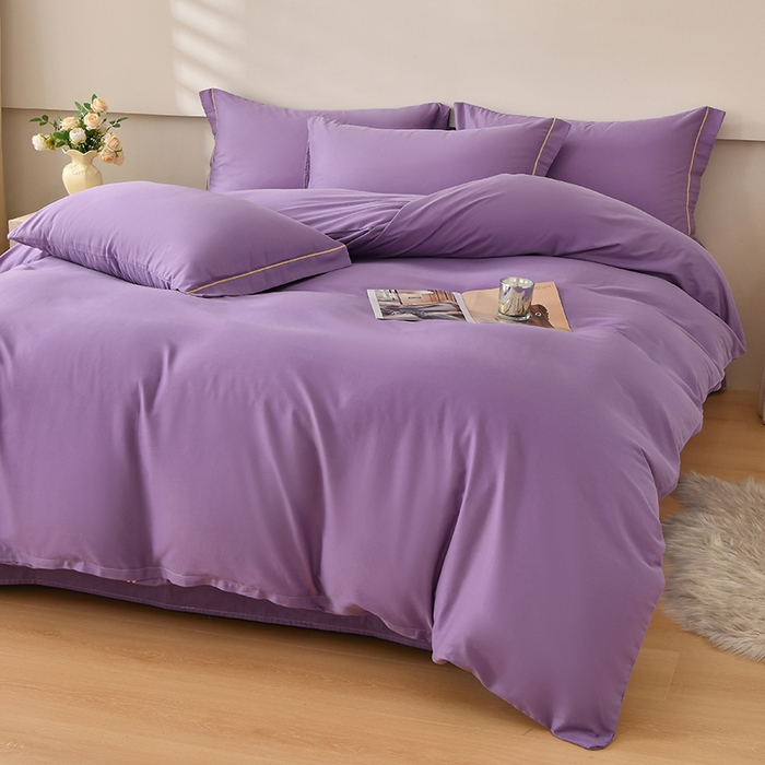 91家纺网 家纺一手货源 找家纺 宇彬家纺 2026直播爆款A类13374全棉纯棉母婴级一字绣纯色单被套 被套单件 简绣-典雅紫