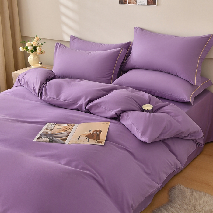 91家纺网 家纺一手货源 找家纺 宇彬家纺 2026直播爆款A类13374全棉纯棉母婴级一字绣纯色单被套 被套单件 简绣-典雅紫