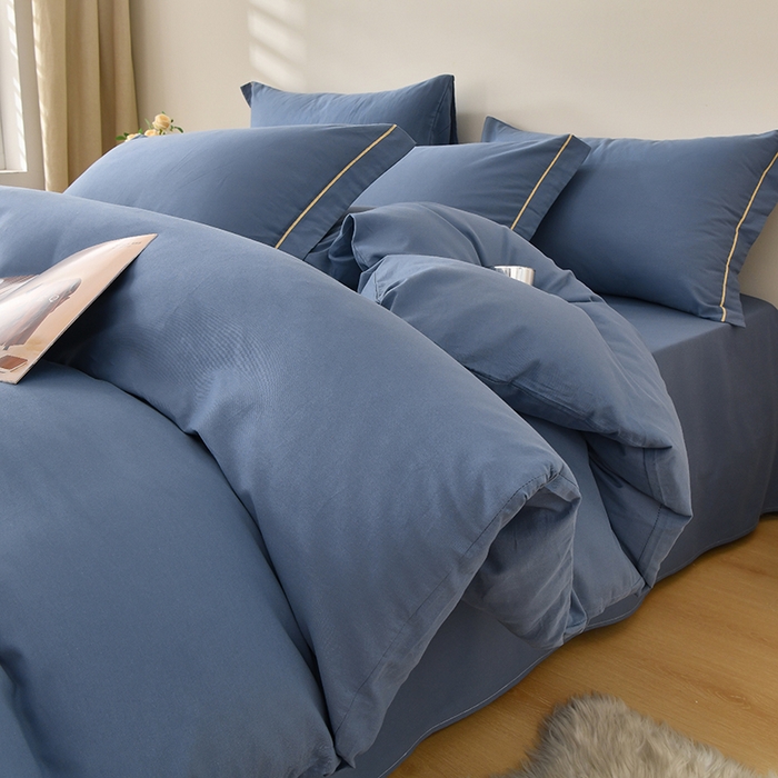 91家纺网 家纺一手货源 找家纺 （总）宇彬家纺 2026新款A类13374全棉纯棉母婴级纯色四件套贡缎新疆长绒轻奢缩水足可定做