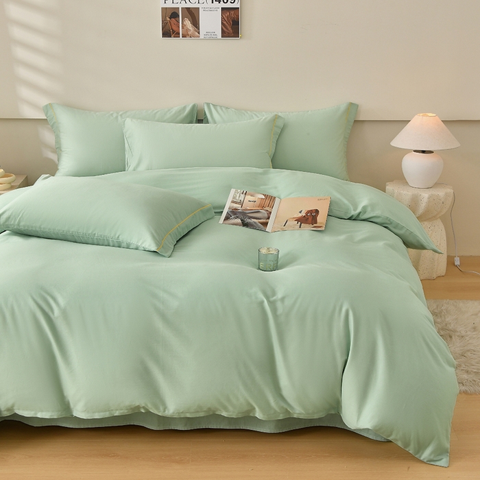 91家纺网 家纺一手货源 找家纺 宇彬家纺 2026直播爆款A类13374全棉纯棉母婴级一字绣纯色单被套 被套单件 简绣-炫彩绿