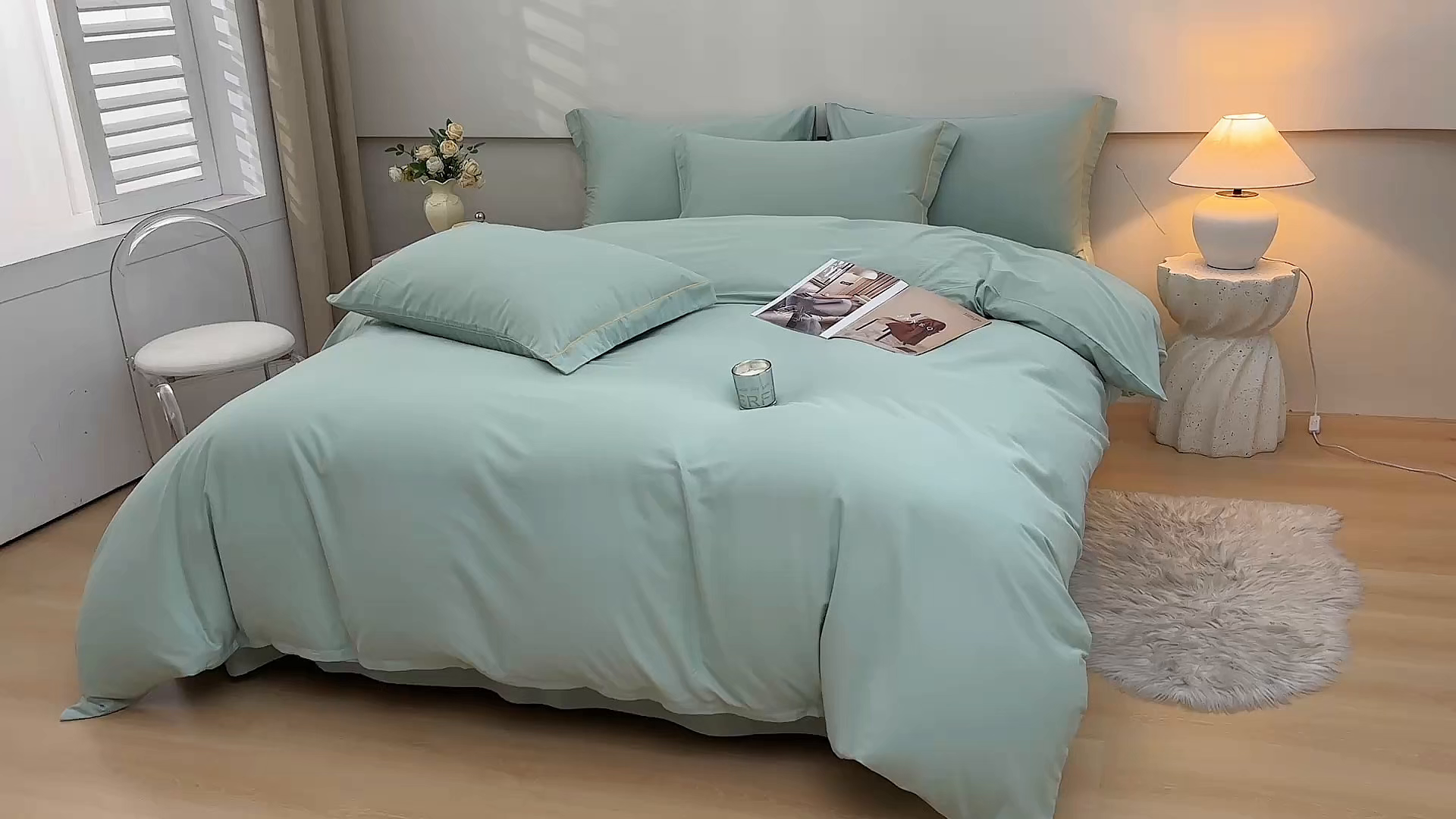 91家纺网 家纺一手货源 找家纺 宇彬家纺 2026直播爆款A类13374全棉纯棉母婴级一字绣纯色单被套 被套单件 简绣-炫彩绿