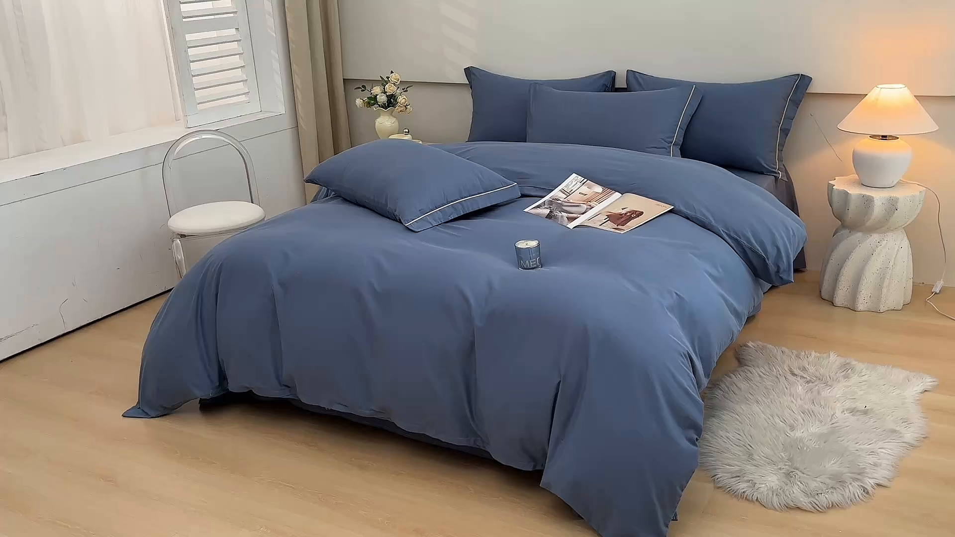 91家纺网 家纺一手货源 找家纺 （总）宇彬家纺 2026直播爆款A类13374全棉纯棉母婴级一字绣纯色单被套 被套单件