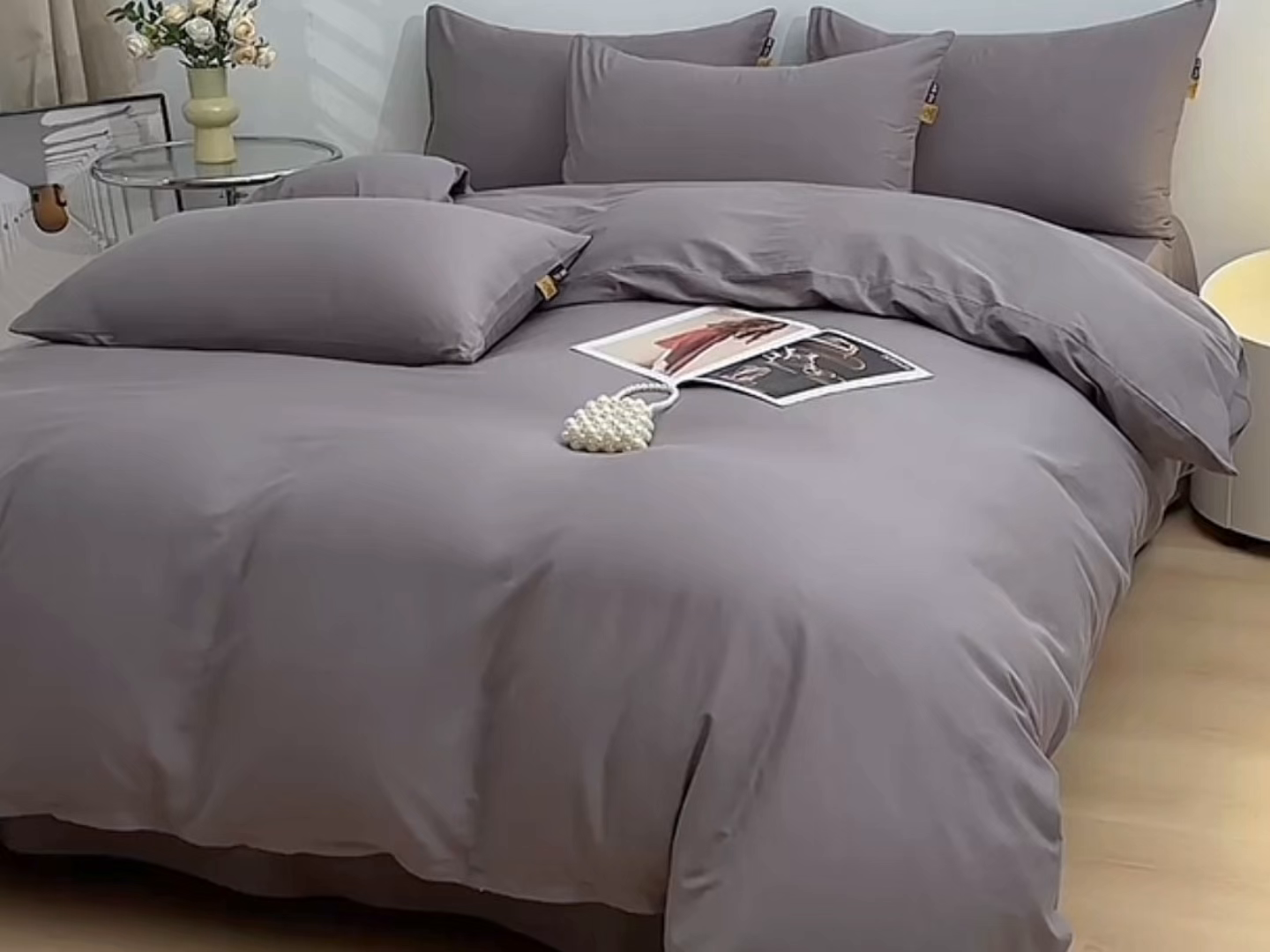 91家纺网 家纺一手货源 找家纺 宇彬家纺 2026直播爆款A类13374全棉纯棉母婴级一字绣纯色单被套 被套单件 简绣-绅士灰