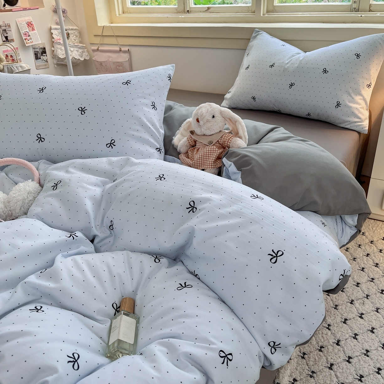 91家纺网 家纺一手货源 找家纺 （总）曼璐家纺 2025新款碎花双拼水洗棉四件套学生宿舍三件套单双人被套和床笠款-床单床笠套件