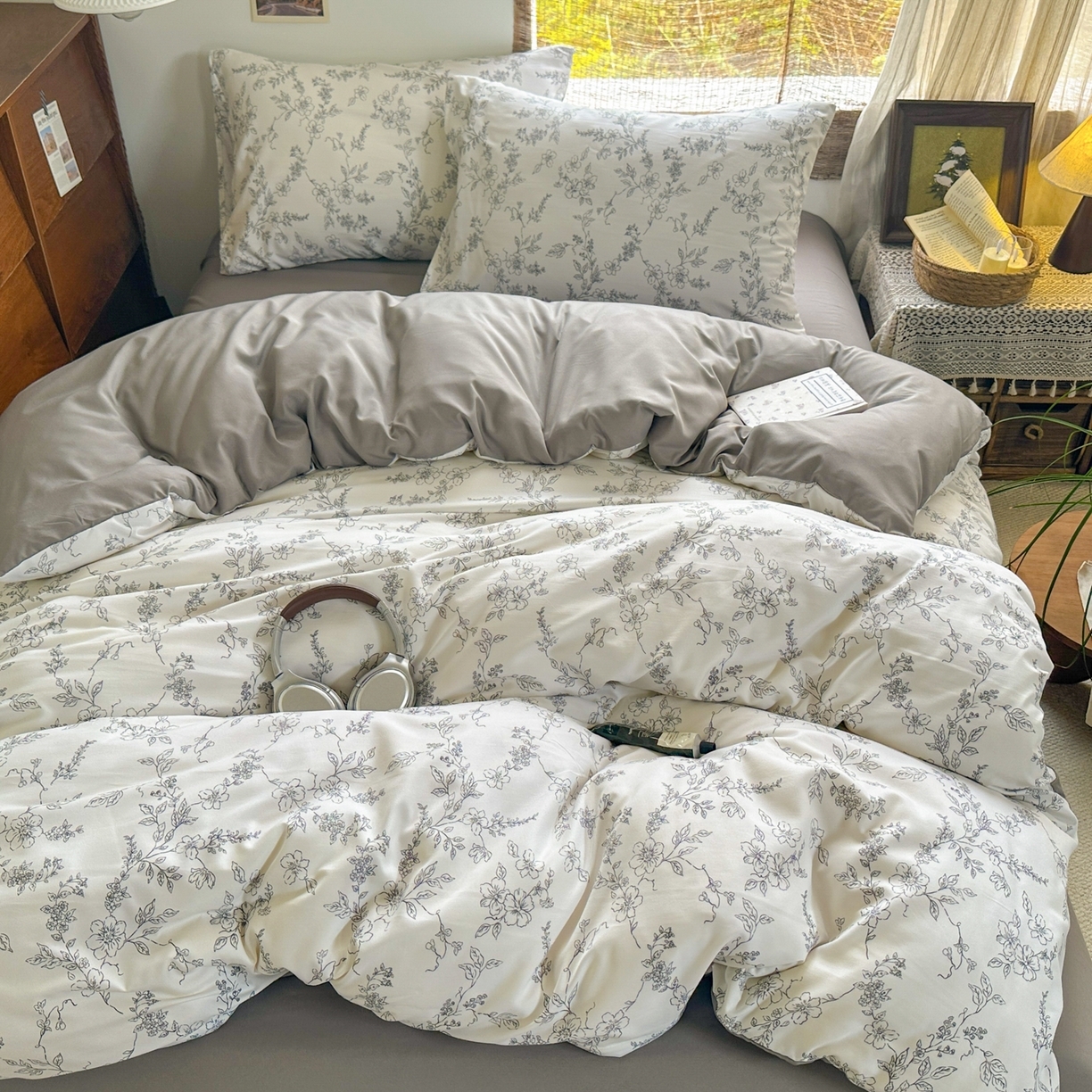 91家纺网 家纺一手货源 找家纺 （总）曼璐家纺 2025新款碎花双拼水洗棉四件套学生宿舍三件套单双人被套和床笠款单被套