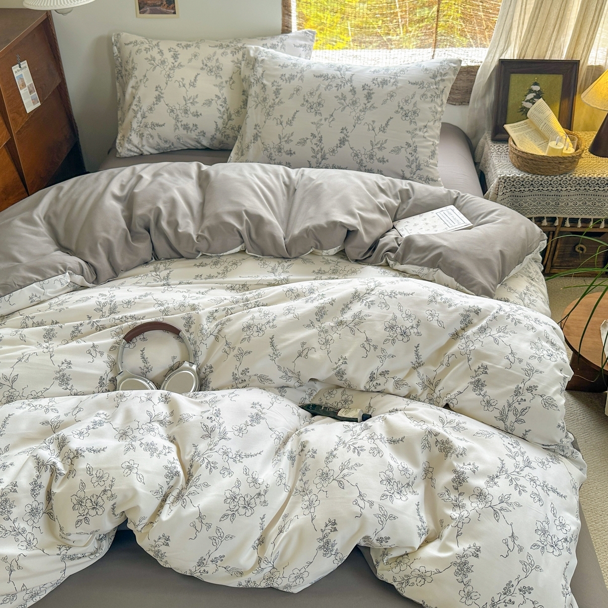 91家纺网 家纺一手货源 找家纺 （总）曼璐家纺 2025新款碎花双拼水洗棉四件套学生宿舍三件套单双人被套和床笠款单被套