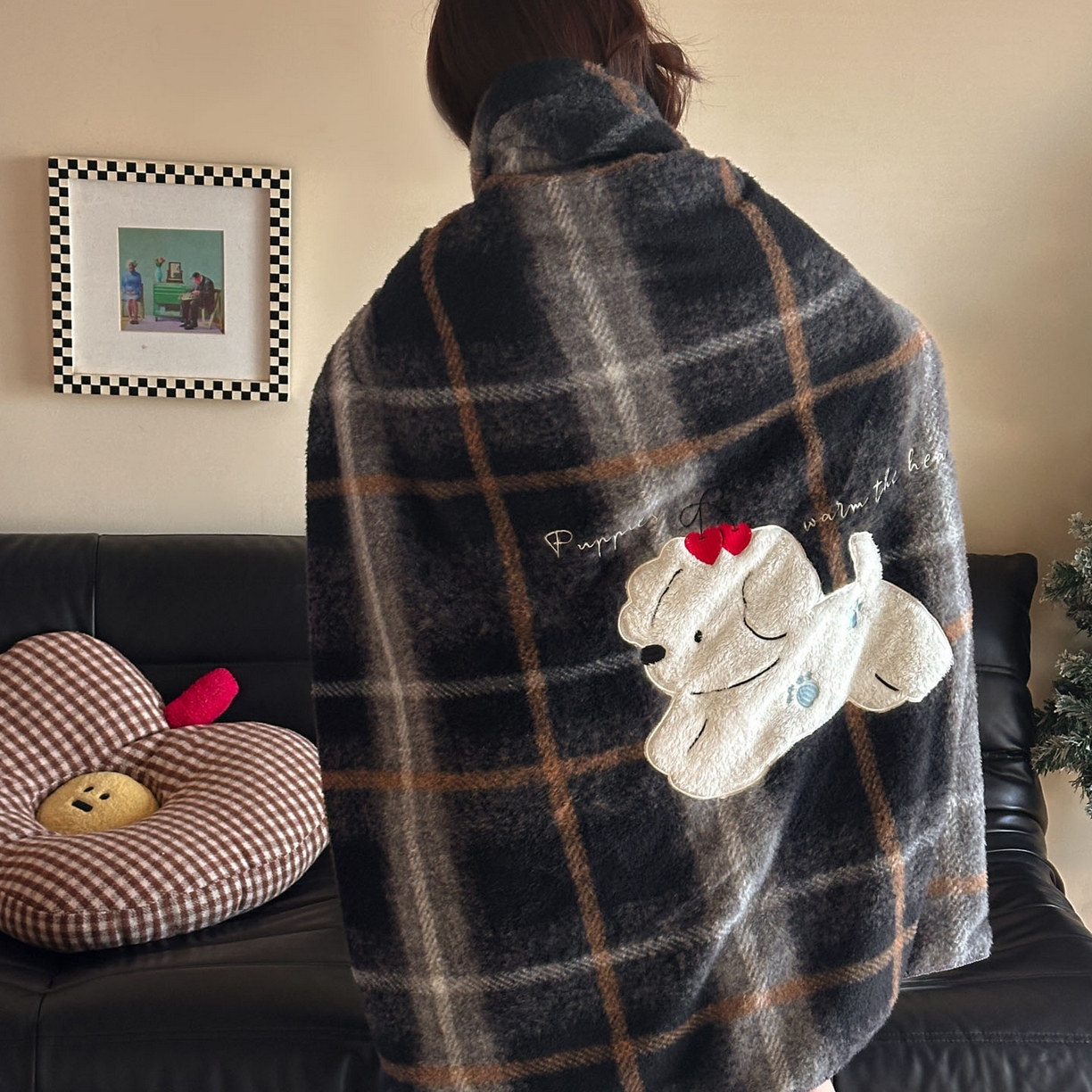 91家纺网 家纺一手货源 找家纺 宇航家纺 2025新款美拉德色系仿羊毛绒牛奶绒毛毯盖毯办公毯 盖毯-福宝小狗