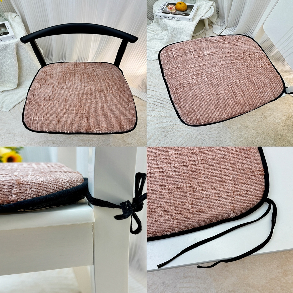 91家纺网 家纺一手货源 找家纺 爱家居 2025新款餐椅垫坐垫轻奢马蹄形四季通用雪尼尔防滑纯色椅子垫餐厅家用可拆洗【纯色雪尼尔坐垫常规有现货、其它规格可定制】 雪尼尔—豆沙粉