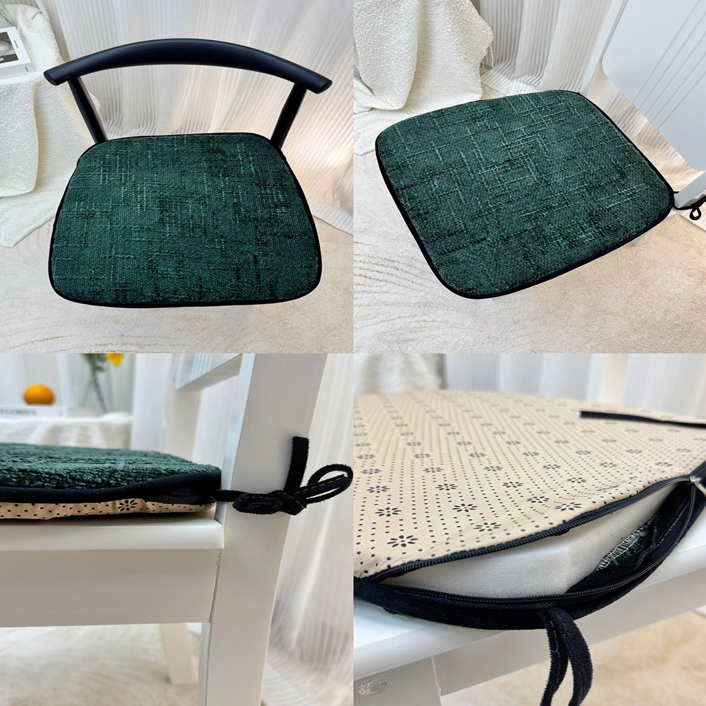 91家纺网 家纺一手货源 找家纺 爱家居 2025新款餐椅垫坐垫轻奢马蹄形四季通用雪尼尔防滑纯色椅子垫餐厅家用可拆洗【纯色雪尼尔坐垫常规有现货、其它规格可定制】 雪尼尔—墨绿色