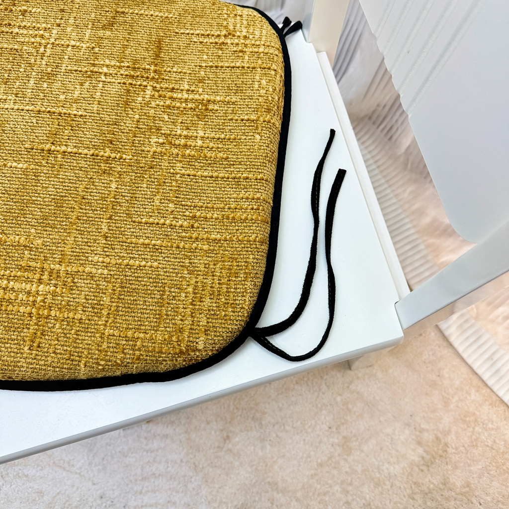 91家纺网 家纺一手货源 找家纺 爱家居 2025新款餐椅垫坐垫轻奢马蹄形四季通用雪尼尔防滑纯色椅子垫餐厅家用可拆洗【纯色雪尼尔坐垫常规有现货、其它规格可定制】 雪尼尔—暖黄