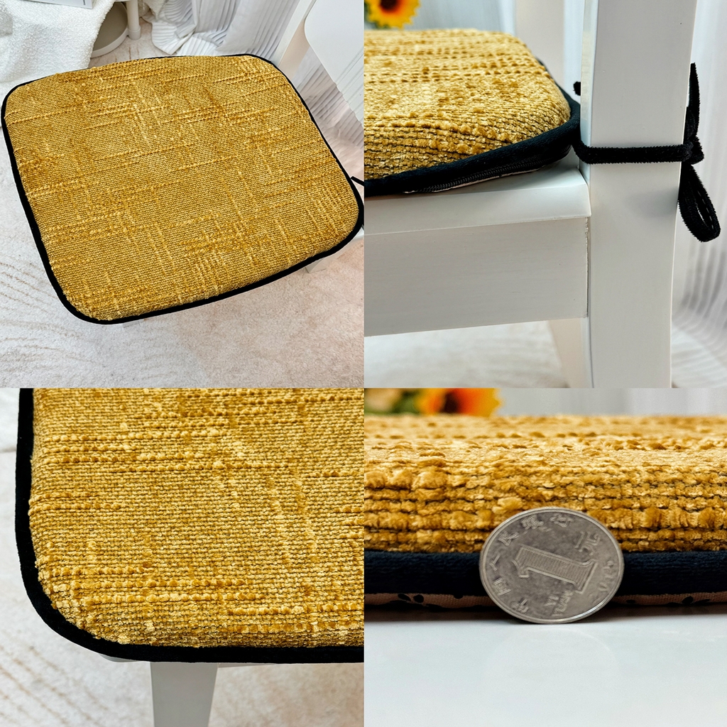 91家纺网 家纺一手货源 找家纺 爱家居 2025新款餐椅垫坐垫轻奢马蹄形四季通用雪尼尔防滑纯色椅子垫餐厅家用可拆洗【纯色雪尼尔坐垫常规有现货、其它规格可定制】 雪尼尔—暖黄