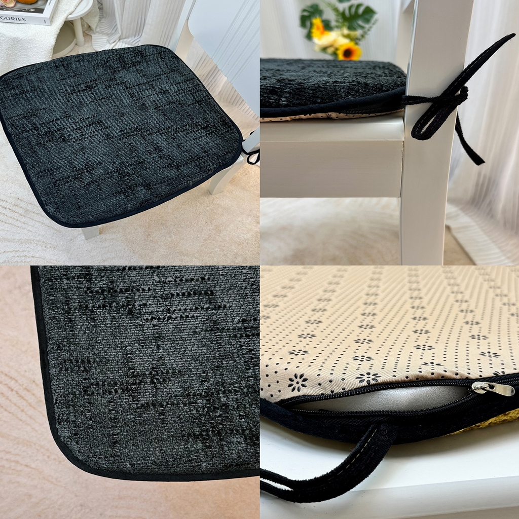 91家纺网 家纺一手货源 找家纺 爱家居 2025新款餐椅垫坐垫轻奢马蹄形四季通用雪尼尔防滑纯色椅子垫餐厅家用可拆洗【纯色雪尼尔坐垫常规有现货、其它规格可定制】 雪尼尔—炭黑