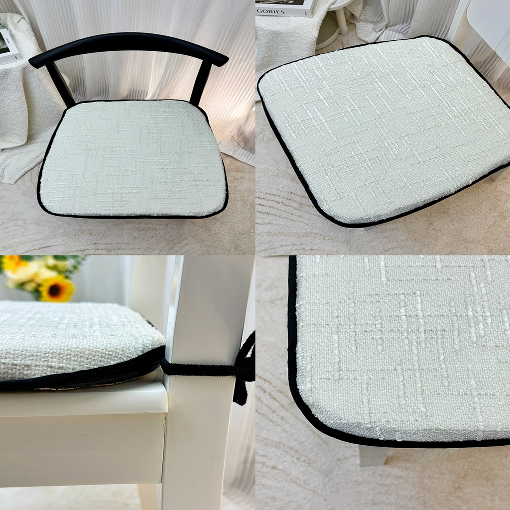 91家纺网 家纺一手货源 找家纺 爱家居 2025新款餐椅垫坐垫轻奢马蹄形四季通用雪尼尔防滑纯色椅子垫餐厅家用可拆洗【纯色雪尼尔坐垫常规有现货、其它规格可定制】 雪尼尔—雪山白