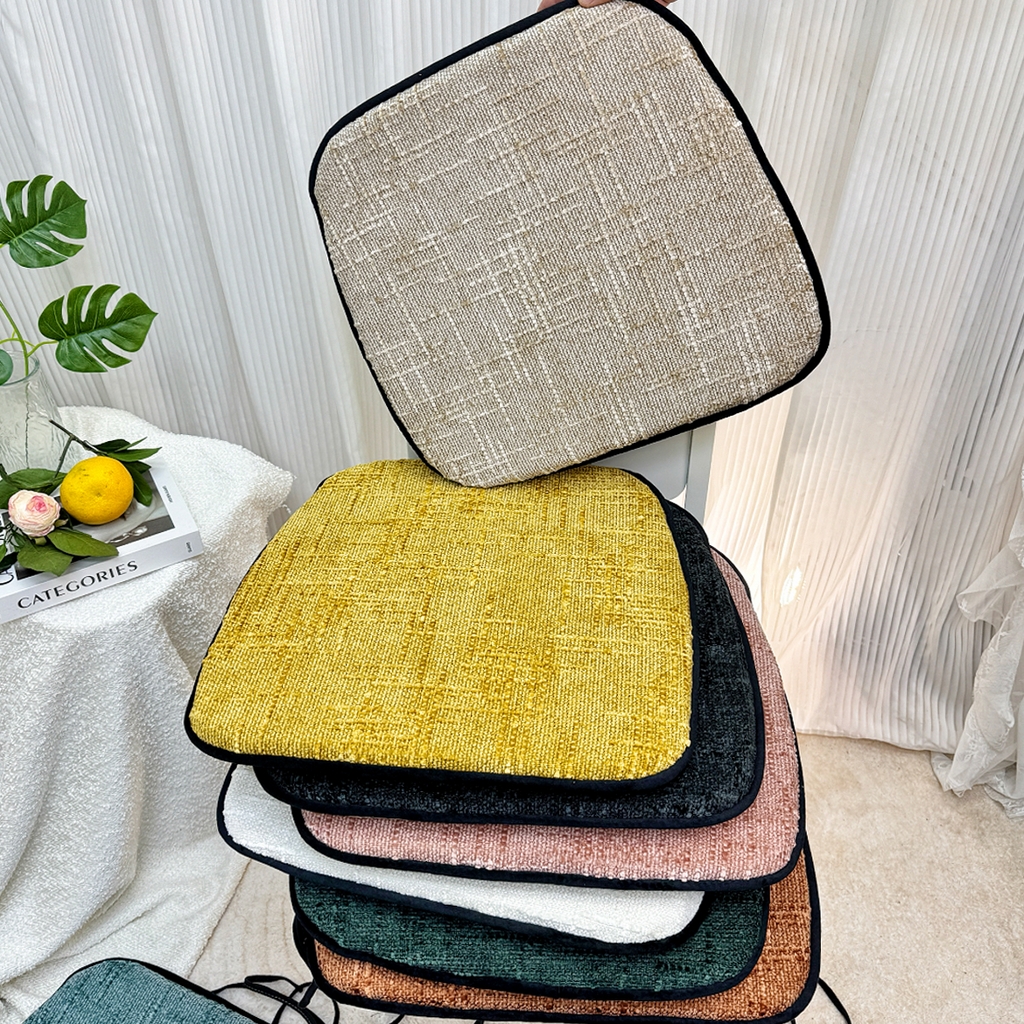 91家纺网 家纺一手货源 找家纺 爱家居 2025新款餐椅垫坐垫轻奢马蹄形四季通用雪尼尔防滑纯色椅子垫餐厅家用可拆洗【纯色雪尼尔坐垫常规有现货、其它规格可定制】 组合图