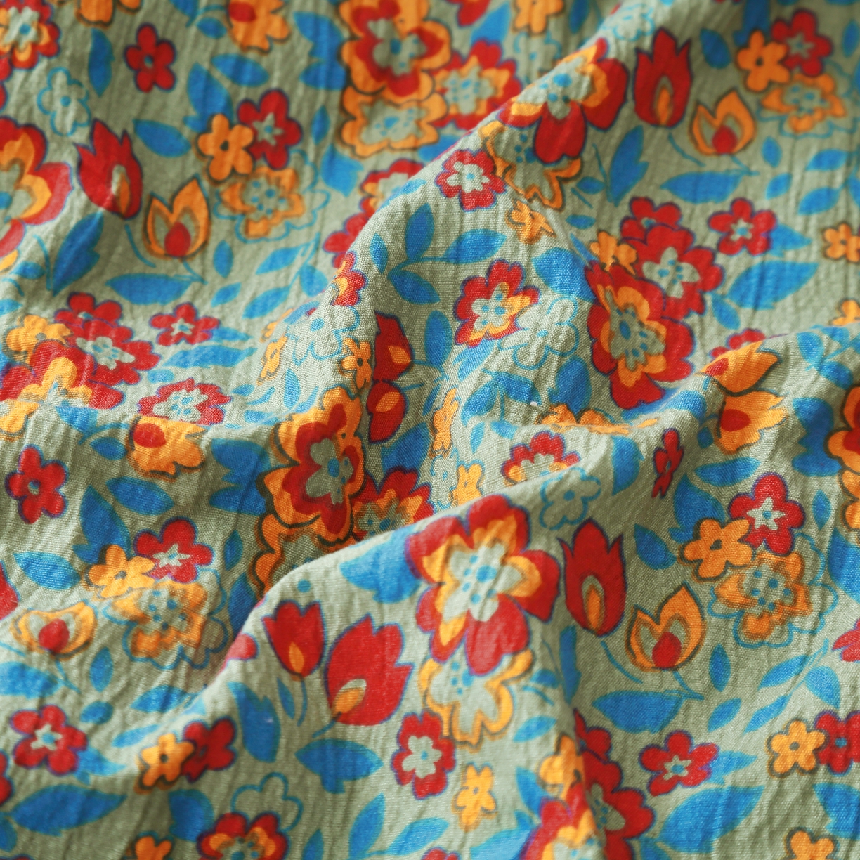 91家纺网 家纺一手货源 找家纺 2025新款云感木棉皱皱双层纱全棉花边四件套 繁花