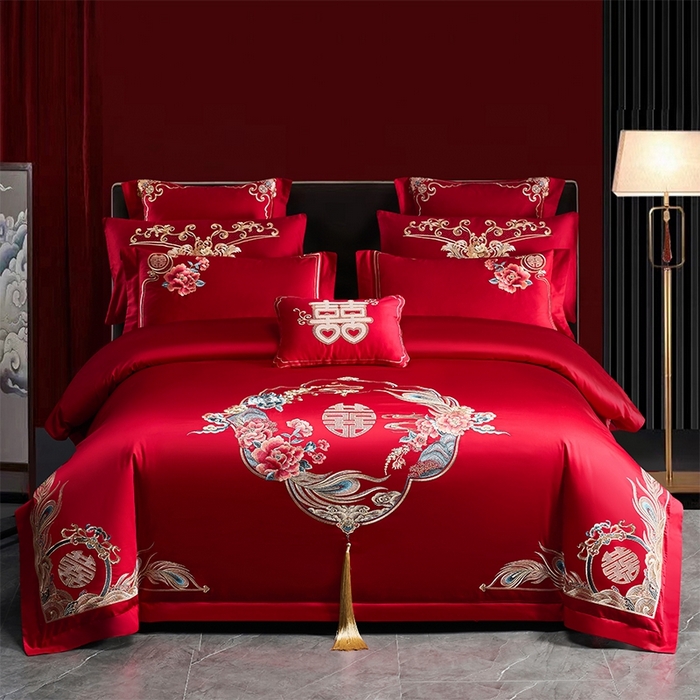 91家纺网 家纺一手货源 找家纺 （总）博之洋婚庆 2025新款全棉新中式刺绣款婚庆四件套多件套