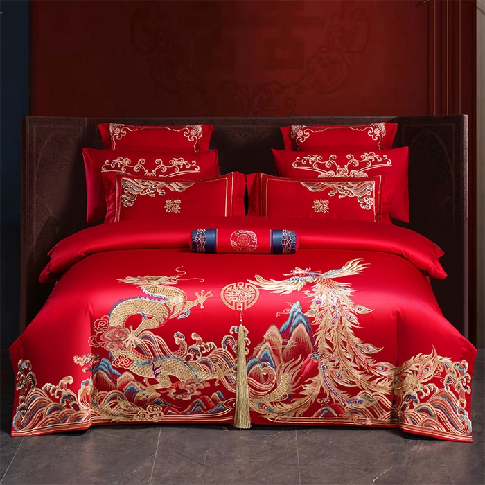 91家纺网 家纺一手货源 找家纺 （总）博之洋婚庆 2025新款全棉新中式刺绣款婚庆四件套多件套