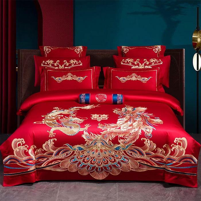 91家纺网 家纺一手货源 找家纺 （总）博之洋婚庆 2025新款全棉新中式刺绣款婚庆四件套多件套