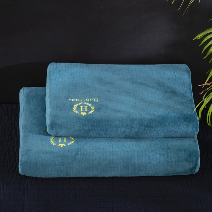 91家纺网 家纺一手货源 找家纺 （总）大黄蜂家居家纺 2025新款H款牛奶绒秋冬刺绣乳胶枕套