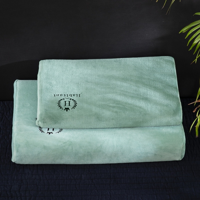 91家纺网 家纺一手货源 找家纺 （总）大黄蜂家居家纺 2025新款H款牛奶绒秋冬刺绣乳胶枕套